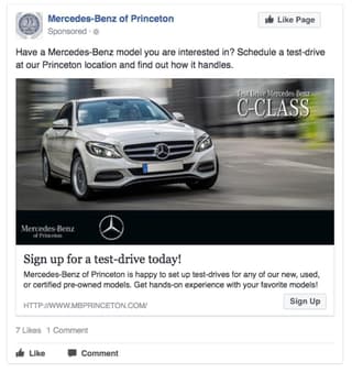 social media ad format example