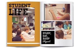 yearbook layout example showing a day in the life of students