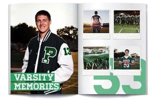 yearbook layout example showing athletes and games