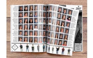 yearbook layout example showing yearbook photos and full body shots