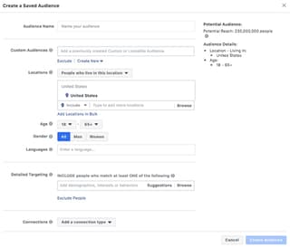 saved facebook audience