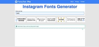 page to get fonts for instagram