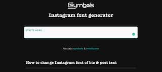 page to get fonts for instagram