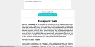 page to get fonts for instagram