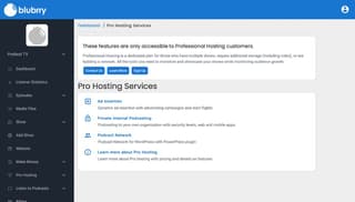 Pro hosting services tab screenshot