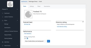 Show management tools dashboard screenshot