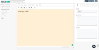 Blank document in World Anvil writing app with the text, "Once upon a time..."