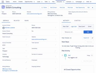 Screenshot of Salesforce Sales dashboard