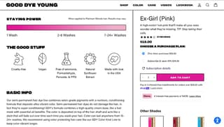 Good Dye Young description section for pink hair dye