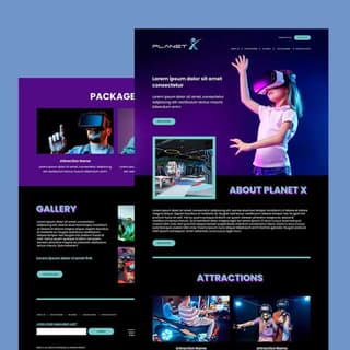 Website design created by Penji graphic design service on a blue background