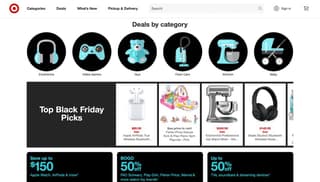 Target Cyber Week deals site screenshot