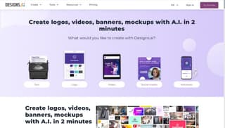 Designs.ai content creation website screenshot