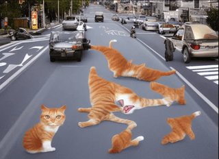 ai art fail of a cat in traffic