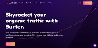 Surfer SEO tool website screenshot