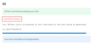 GPTZero interface