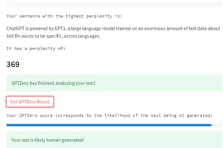 GPTZero interface