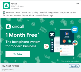aircall linkedin ad example